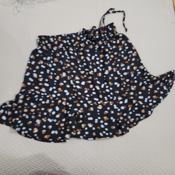 Mi Ami Black and tan dot print full skirt with tie Size Medium - Picture 8 of 14